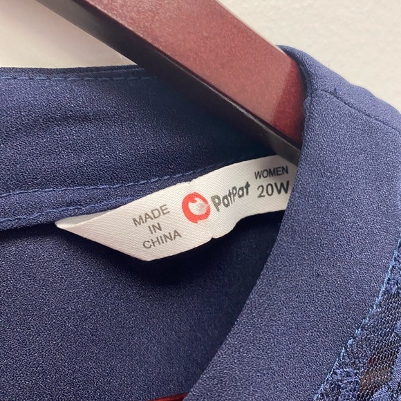 4 for $25 💜 PatPat Dark Blue Blouse with Lace Collar and Relaxed Fit Size 20W - Picture 4 of 4